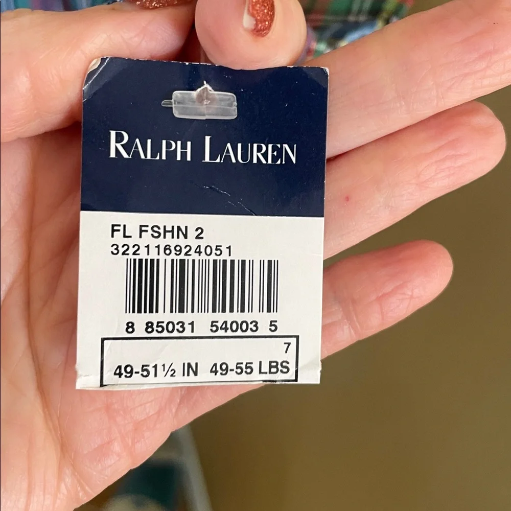 NWT Boy’s Ralph Lauren Navy and White Tag Plaid Shirt, Sz 7